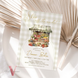 She's Off the Market Gingham Bridal Shower Invite