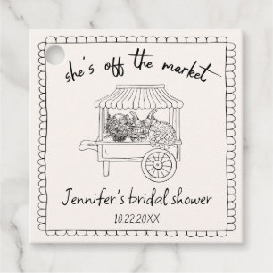 "She's off the Market" Hand Drawn Bridal Shower Favour Tags