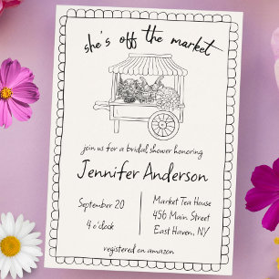 "She's off the Market" Hand Drawn Bridal Shower Invitation
