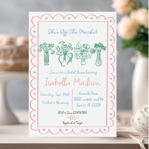 "She's off the Market" Hand Drawn Bridal Shower  Invitation