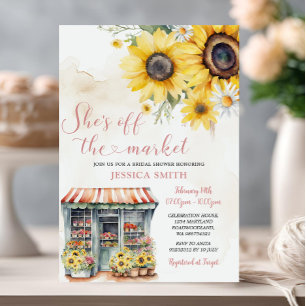 She's Off The Market Sunflowers Bridal Shower Invitation