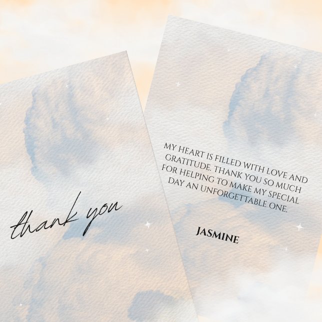 She's on cloud 9 Bridal Shower Dreamy Sky Pastel Thank You Card (Creator Uploaded)