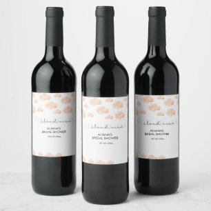 She's On cloud 9 Bridal Shower Minimal Pastel  Wine Label