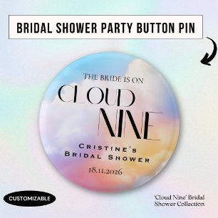 She's on cloud 9 Colourful Pastel Bridal Shower  3 Cm Round Badge