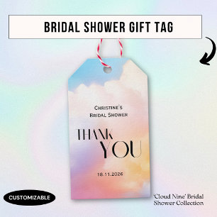 She's on cloud 9 Colourful Pastel Bridal Shower  Gift Tags
