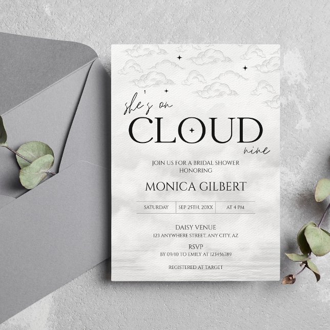 She's on cloud 9 Dreamy Elegant Bridal Shower Invitation (She;s on cloud 9 - bridal shower invitation)