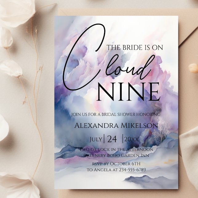 She's on cloud 9 Elegant Bridal Shower Dreamy Invitation (Creator Uploaded)