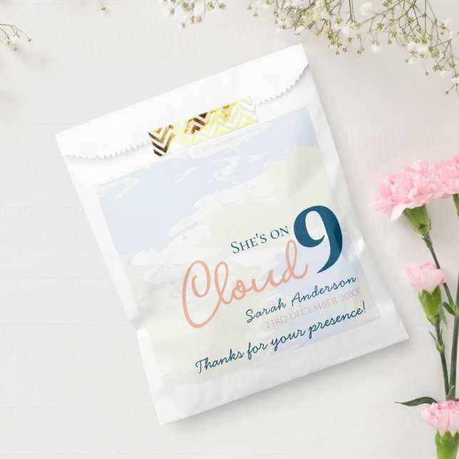 She's on Cloud 9 Elegant Texture Bridal Shower Favour Bags (Sealed)