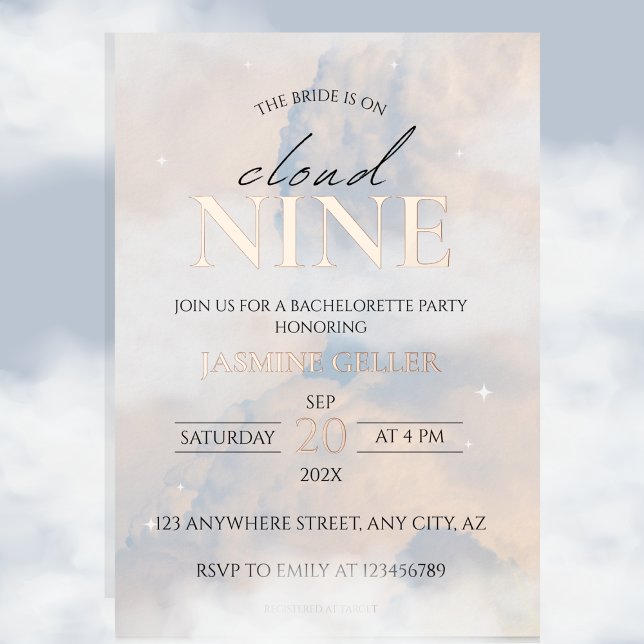 She's on cloud 9 Rose Gold Elegant Bridal Shower F (Creator Uploaded)