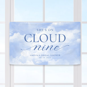 She's On Cloud Nine Blue  Bridal Shower Banner