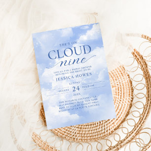 She's On Cloud Nine Blue Bridal Shower Invitation