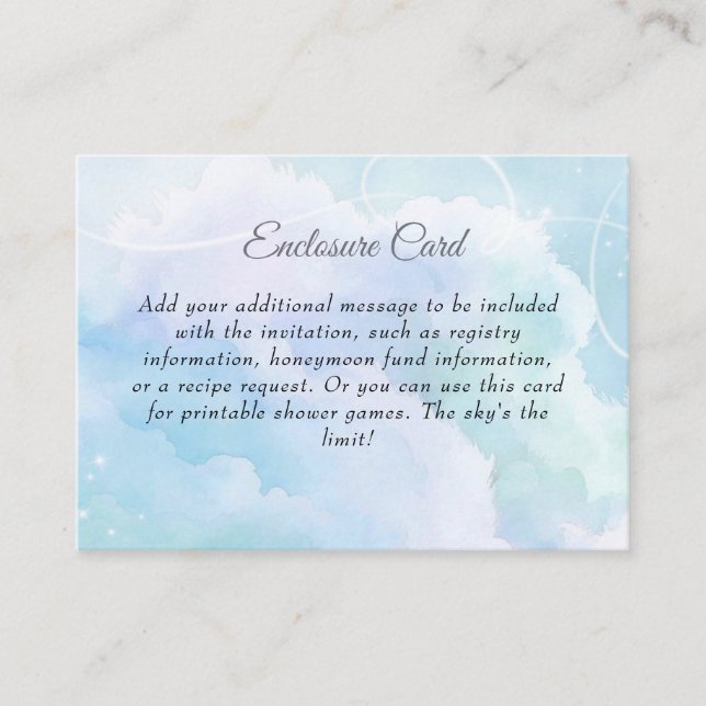 She's On Cloud Nine Bridal Shower Enclosure Card (Front)