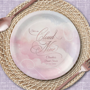 She's On Cloud Nine Bridal Shower Paper Plate