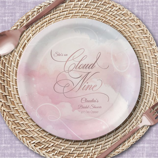 She's On Cloud Nine Bridal Shower Paper Plate (Creator Uploaded)