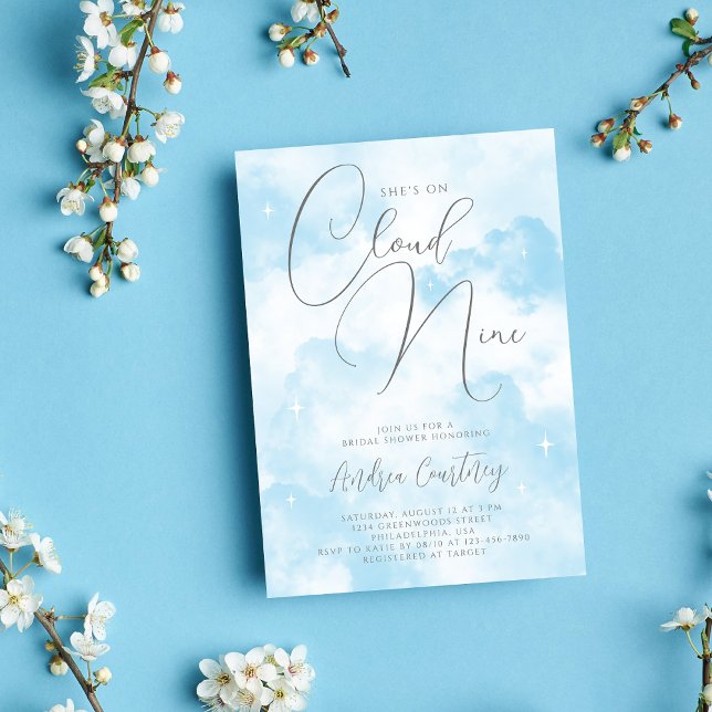 She's on Cloud Nine Dreamy Blue Bridal Shower Invitation (Creator Uploaded)