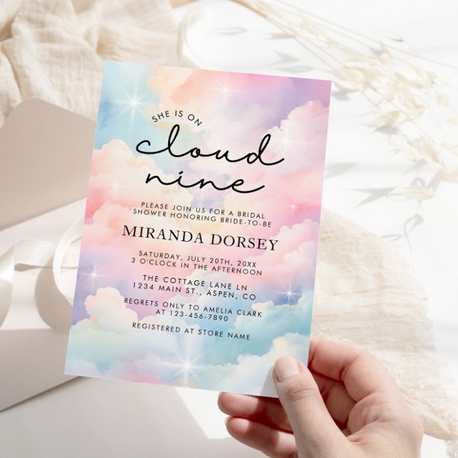 She's On Cloud Nine Dreamy Stars Bridal Shower Invitation (Creator Uploaded)