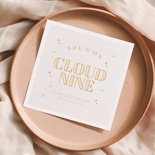 She's on Cloud Nine Elegant Bridal Shower Foil Napkins (Creator Uploaded)