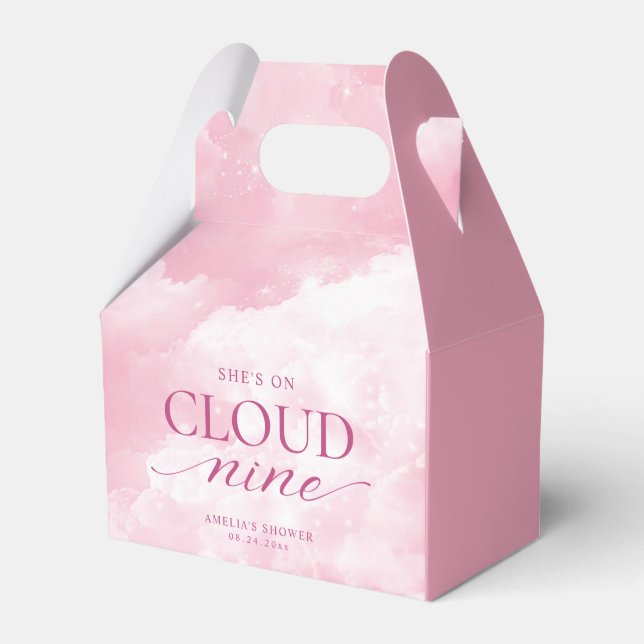 She's On Cloud Nine Pink Bridal Shower Favour Box (Front Side)