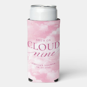 She's On Cloud Nine Pink Bridal Shower Seltzer Can Cooler