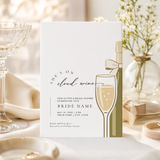 She's On Cloud Wine Champagne Bridal Shower Invitation (Creator Uploaded)