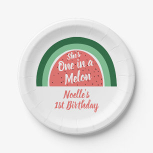 She's One in a Melon, Watermelon Rainbow Birthday  Paper Plate