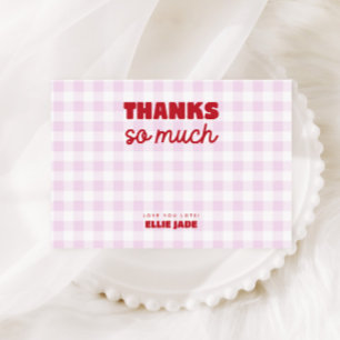 She's Our Cherry On Top Pink Gingham Birthday Thank You Card