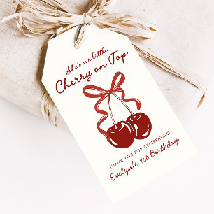 She's Our Little Cherry On Top Girls 1st Birthday Gift Tags