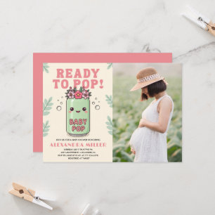 She's Ready to Pop Baby Girl Shower Photo Kawaii Invitation