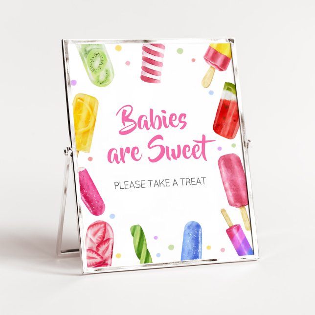 She's Ready to Pop Baby Shower Babies are Sweet Poster (Popsicle Baby Shower Babies are Sweet Sign)