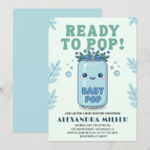 She's Ready to Pop Baby Shower Blue Boho Kawaii