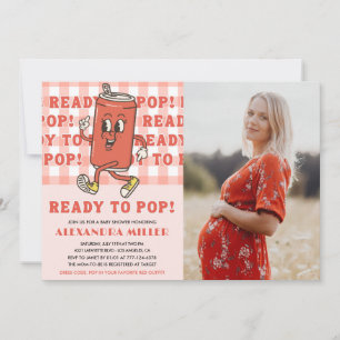 She's Ready to Pop Baby Shower Gingham Photo Invitation