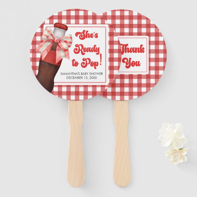 She's Ready to Pop Baby Shower  Hand Fan (Front and Back)