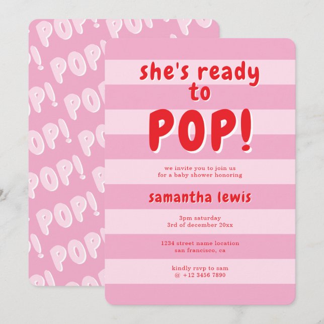 She's Ready to Pop Baby Shower Invitation (Front/Back)