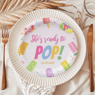 She's Ready To Pop Baby Shower Invitation Popsicle Paper Plate