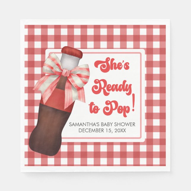 She's Ready to Pop Baby Shower  Napkin (Front)