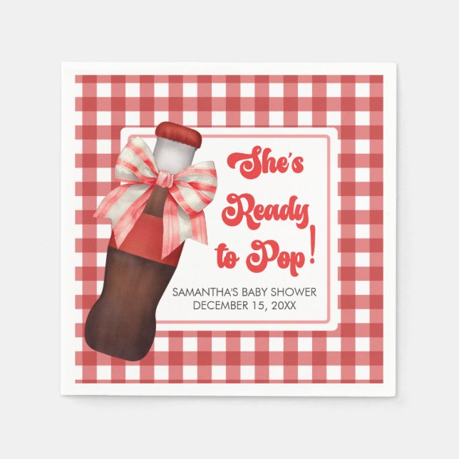She's Ready to Pop Baby Shower  Napkin (Front)