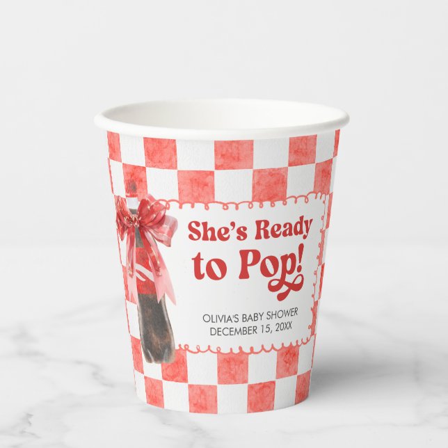 She's Ready to Pop Baby Shower Paper Cups (Front)