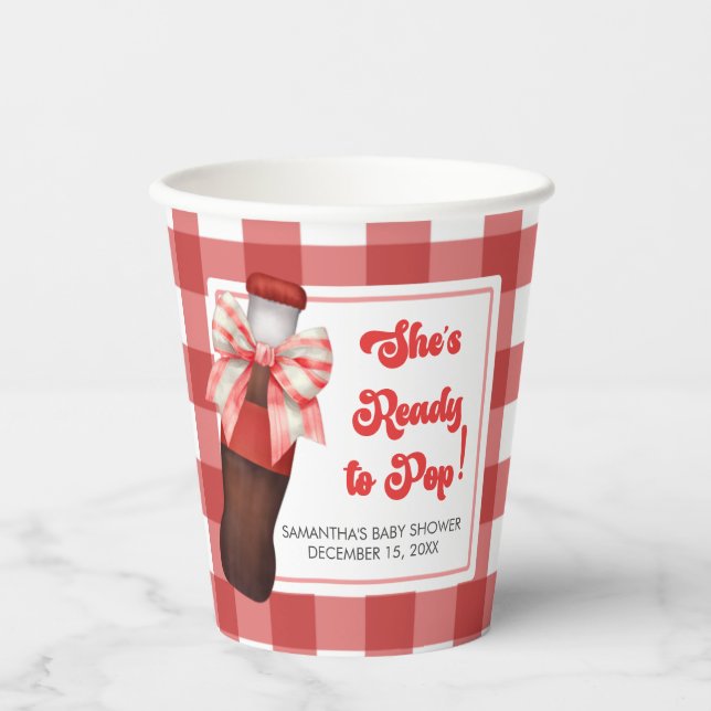 She's Ready to Pop Baby Shower  Paper Cups (Front)