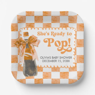 She's Ready to Pop Baby Shower Paper Plate
