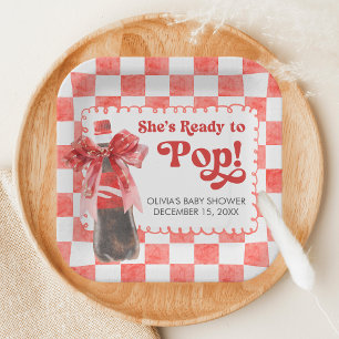 She's Ready to Pop Baby Shower Paper Plate