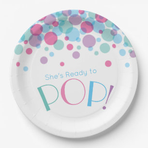 She's Ready to Pop Baby Shower Polka Dots Paper Plate