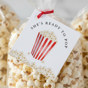 She's Ready To Pop Baby Shower Popcorn Favour Tags