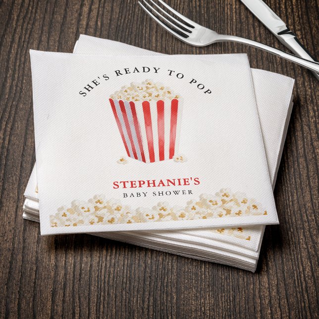 She's Ready To Pop Baby Shower Popcorn Napkin (She's Ready To Pop Baby Shower Popcorn Napkins
)