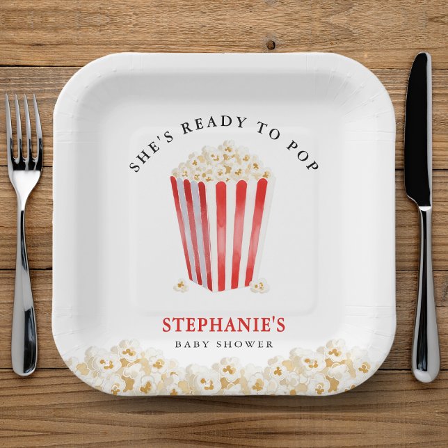 She's Ready To Pop Baby Shower Popcorn Paper Plate (She's Ready To Pop Baby Shower Popcorn Paper Plates
)