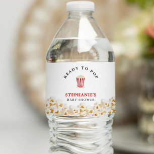 She's Ready To Pop Baby Shower Popcorn Water Bottle Label