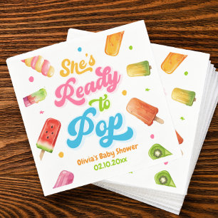 She's Ready to Pop Baby Shower Popsicle Napkin