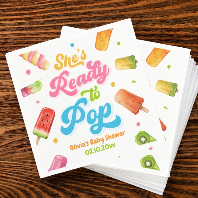 She's Ready to Pop Baby Shower Popsicle Napkin (Creator Uploaded)