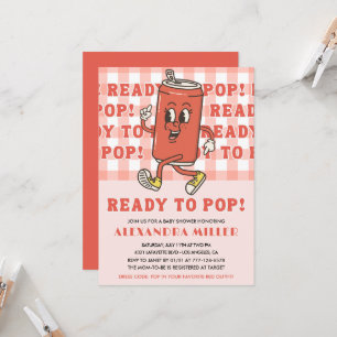 She's Ready to Pop Baby Shower Retro Red Gingham Invitation
