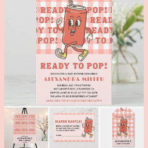 She's Ready to Pop Baby Shower Retro Red Gingham Invitation