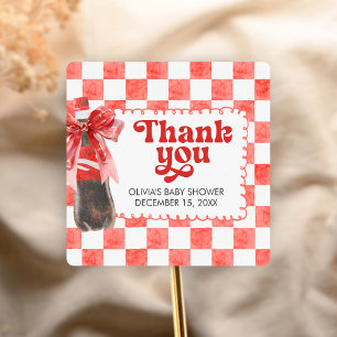 She's Ready to Pop Baby Shower Square Sticker